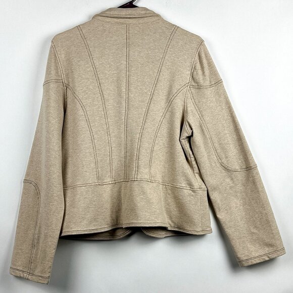 French Cuff Oatmeal Knit Blazer Jacket XL - Grommet Snap Stretch Cotton Spandex - Picture 11 of 13